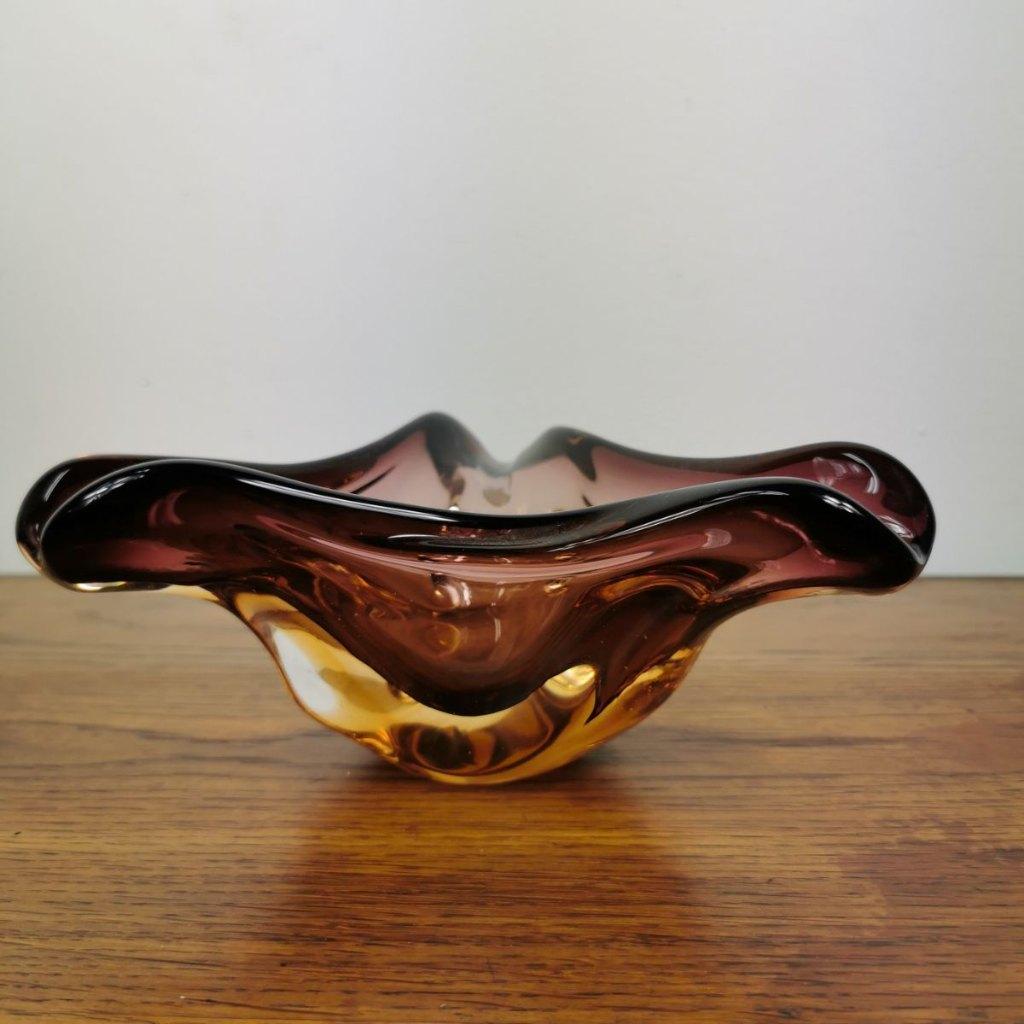 Vintage glazen schaal, asbak. Italiaans Murano glas 007, Ophalen of Verzenden