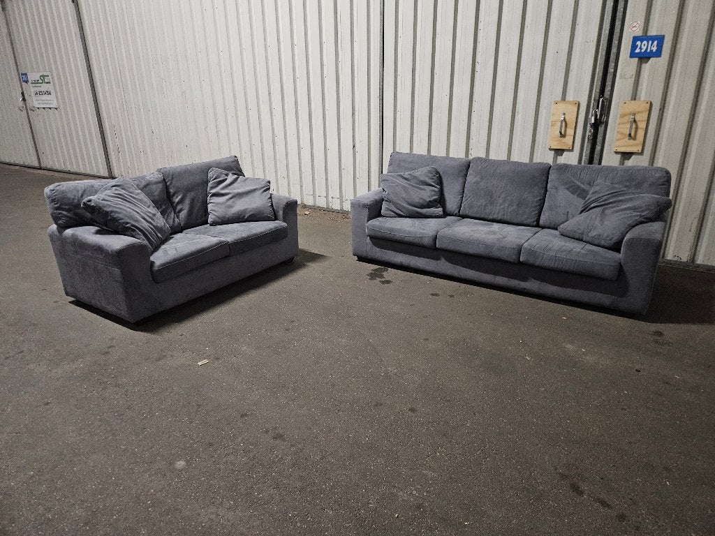 GRATIS levering – scherpe prijzen – grijze set banken, Ophalen of Verzenden, Gebruikt, Tweepersoons