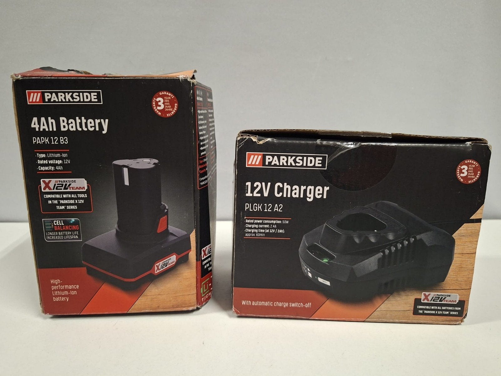 Parkside 12V Accu (4Ah) en Oplader Set - Nieuw, Carolinasoutlet@hotmail.com, Nieuw, Ophalen of Verzenden, Carolina's Outlet