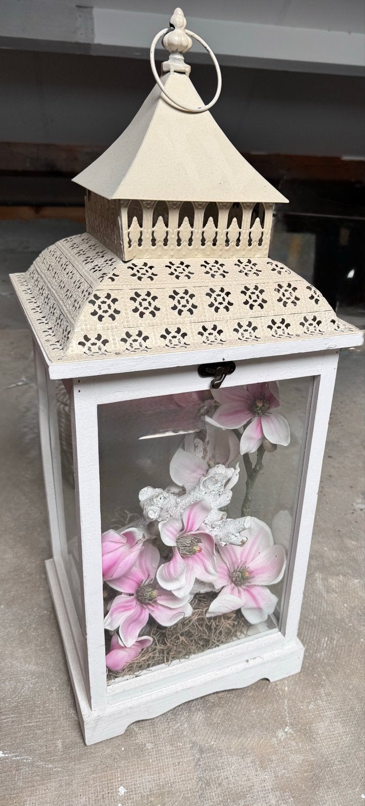 Grote lantaarn 60cm hoog met Intratuin decoratie, Huis en Inrichting, Woonaccessoires | Overige, Gebruikt, Metaal, Wit, Landelijk