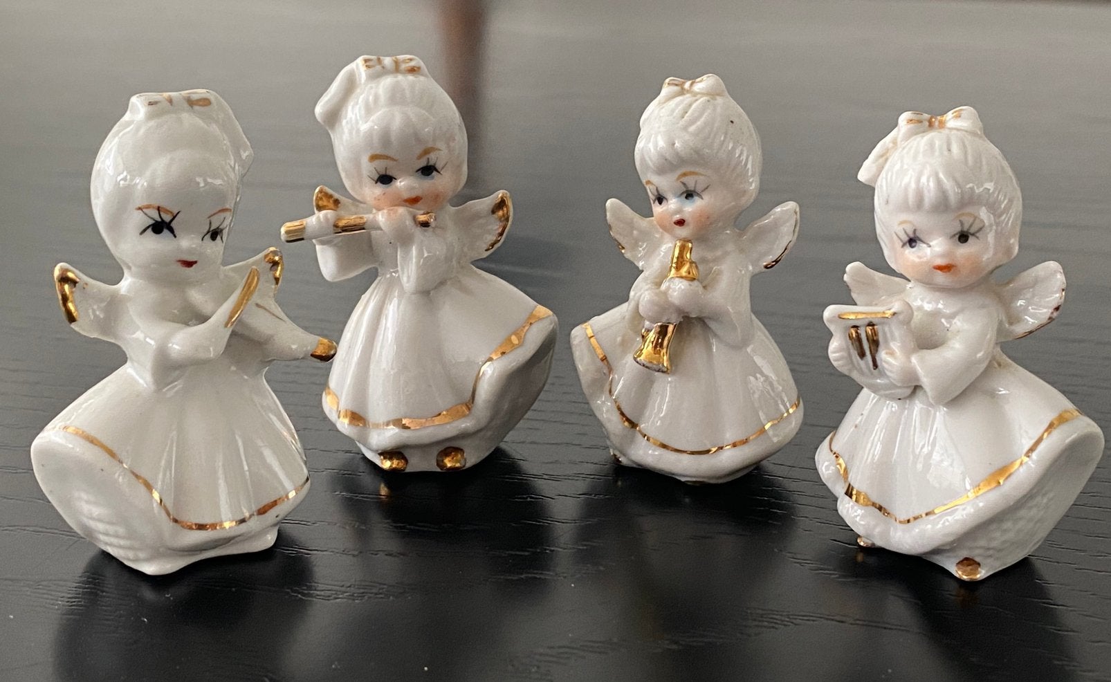 Set van 4 Napco porseleinen engelen miniatuur beeldjes, Ophalen of Verzenden, Zo goed als nieuw, Dier