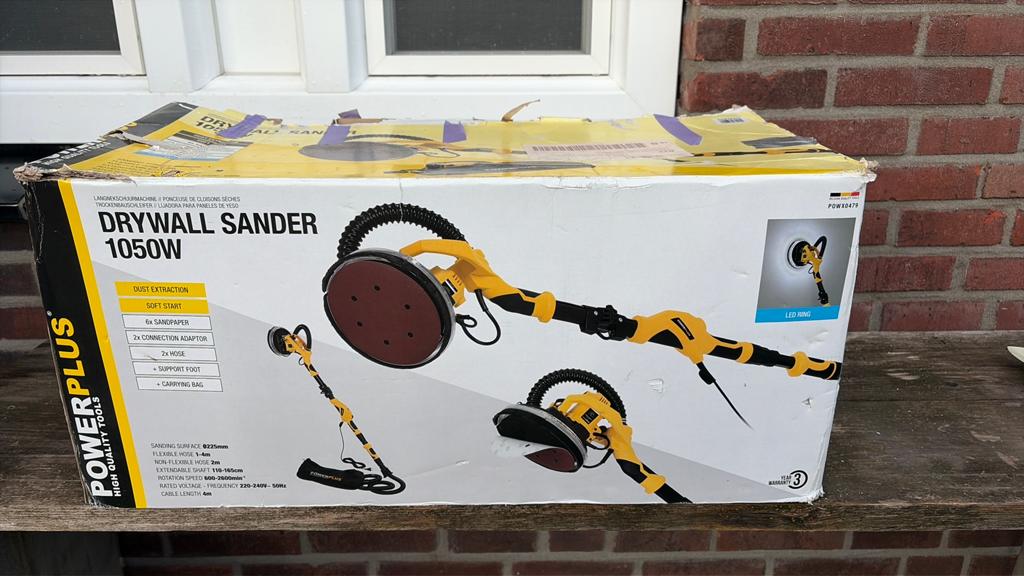 Powerplus Drywall Sander 1050W Telescoop Schuurmachine, Ophalen of Verzenden, Zo goed als nieuw, 600 tot 1200 watt, Overige typen