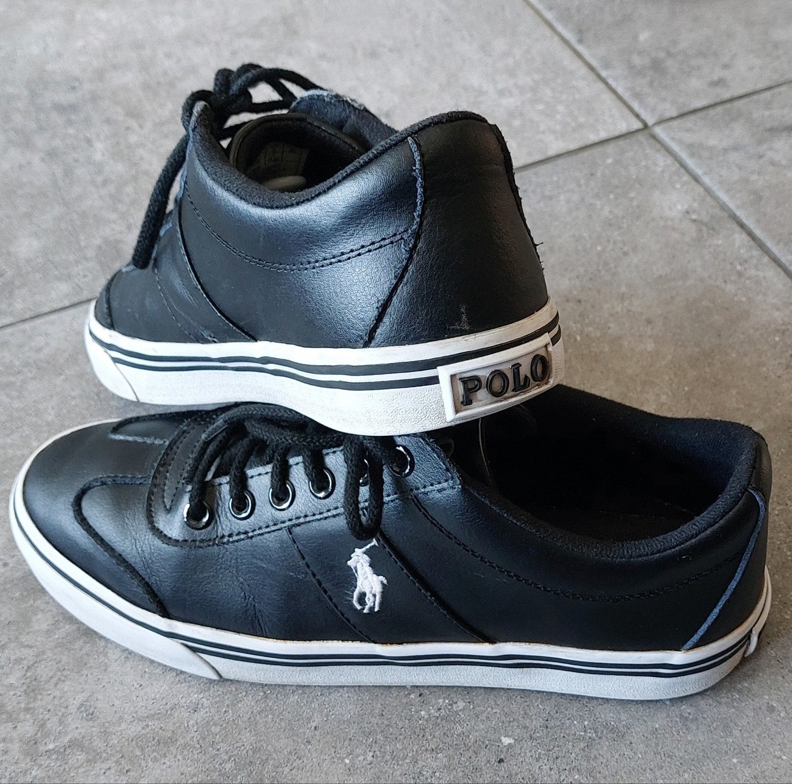 Ralph Lauren Hanford leren sneakers Maat 40, Ophalen of Verzenden, Zo goed als nieuw, Zwart