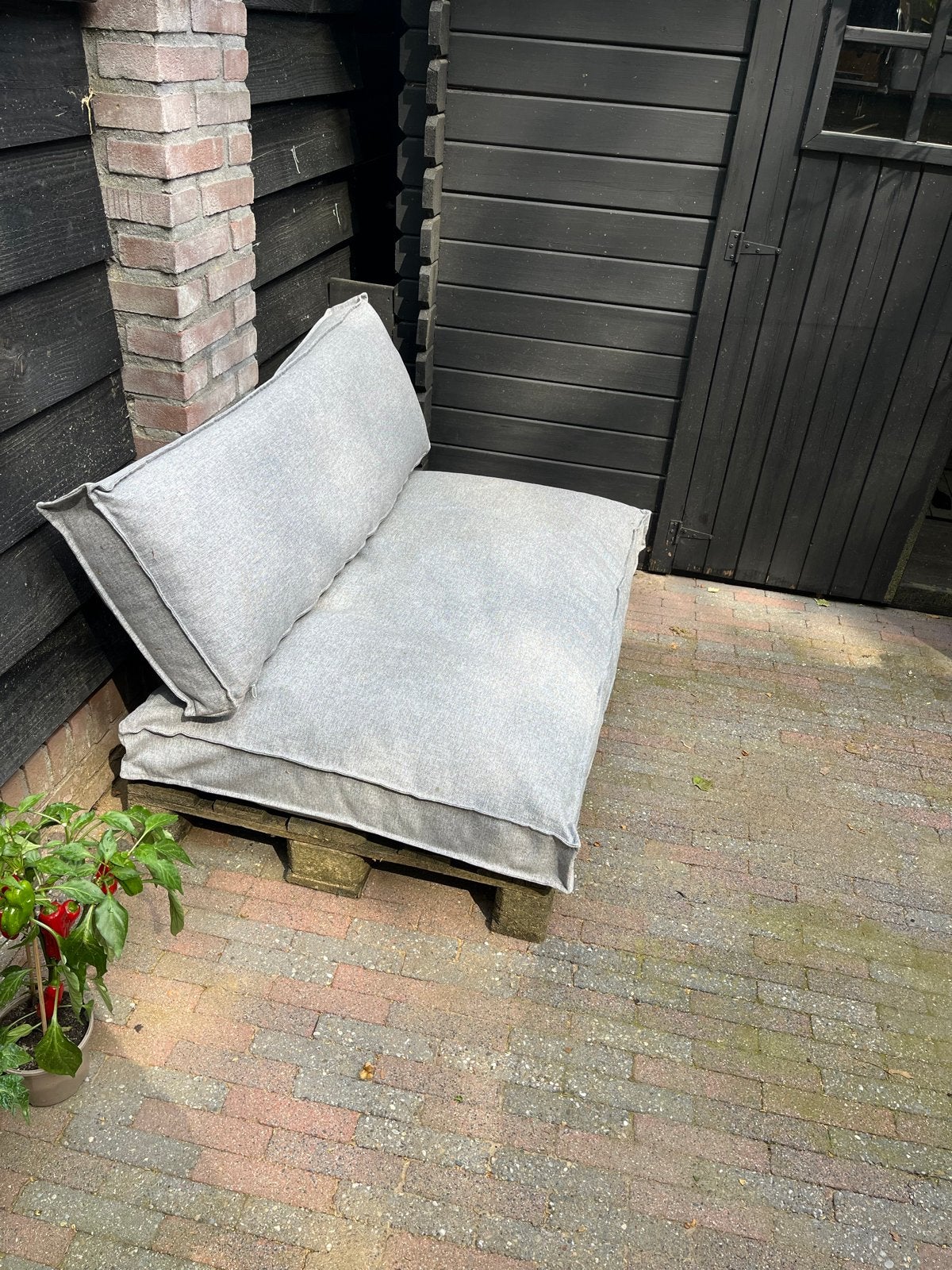 Pallet kussens lichtgrijs - goede staat, Ophalen, Gebruikt