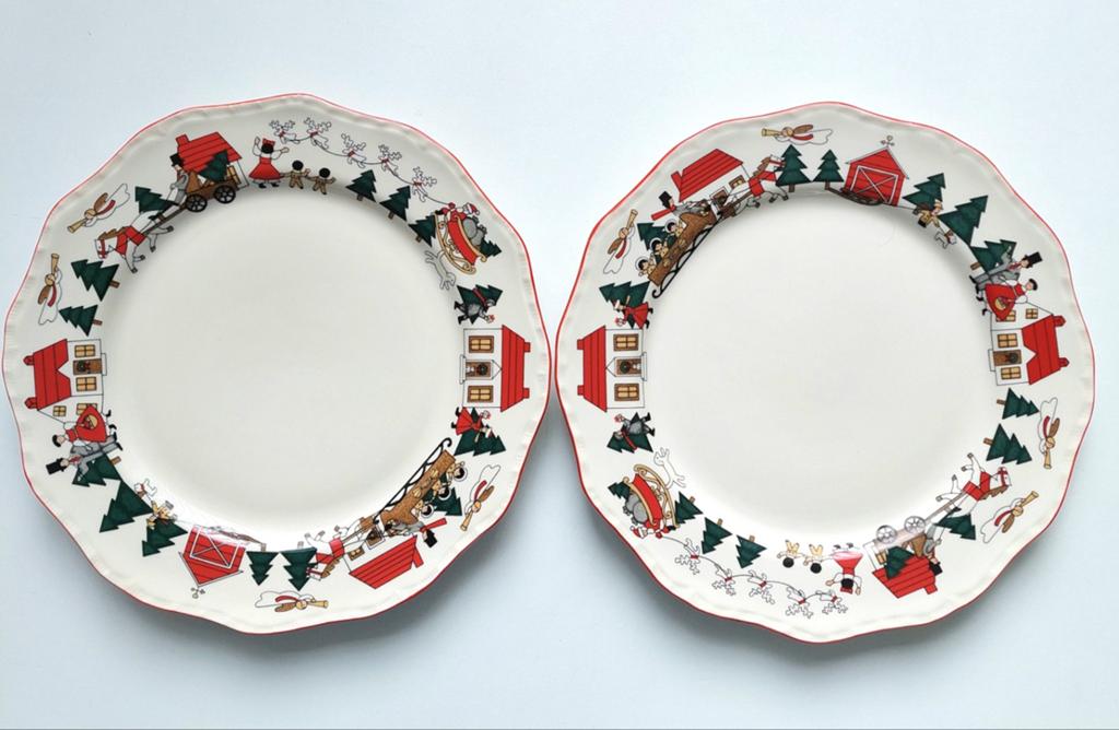 2 st. Mason's Christmas Village Borden Masons Dinerborden, Huis en Inrichting, Keuken | Servies, Gebruikt, Verzenden, Bord(en)