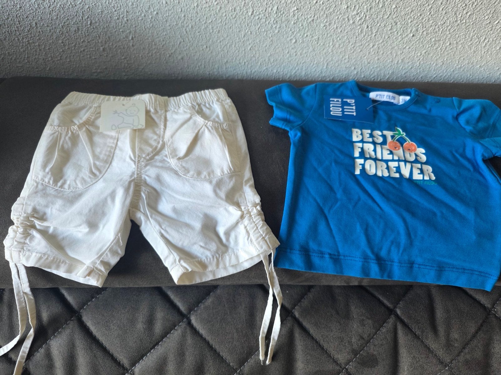 Nieuw meisjes setje mt 62 P'tit Filou shirt & korte broek, Ophalen of Verzenden, Nieuw, P'tit Filou, Meisje
