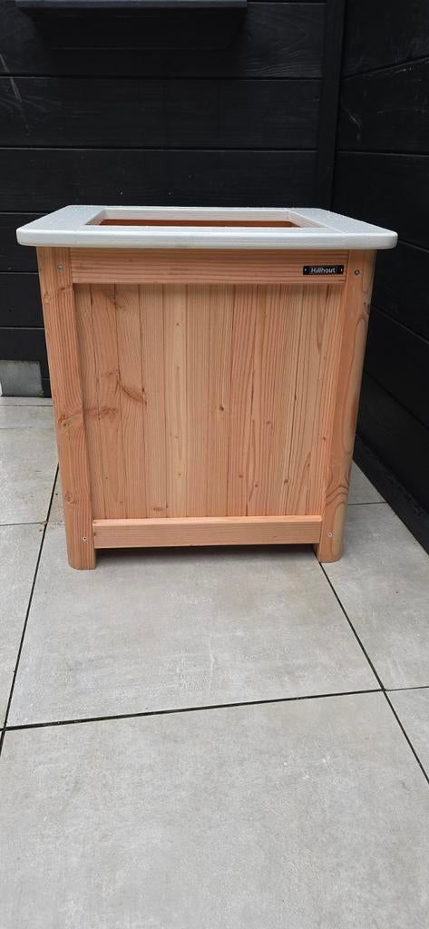 Nieuwe Douglas plantenbak met witte rand, Tuin en Terras, Bloembakken en Plantenbakken, Vierkant, Nieuw, Ophalen of Verzenden