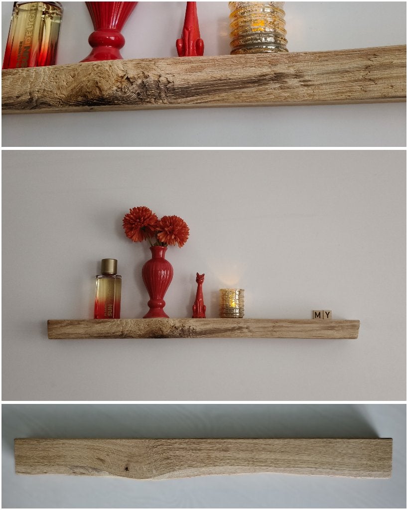 Wandplank massief EIKEN zwevend decoratief schap 63cm #293, Houtatelier M.Y., Info@myhoutatelier.nl, Nieuw, Ophalen of Verzenden