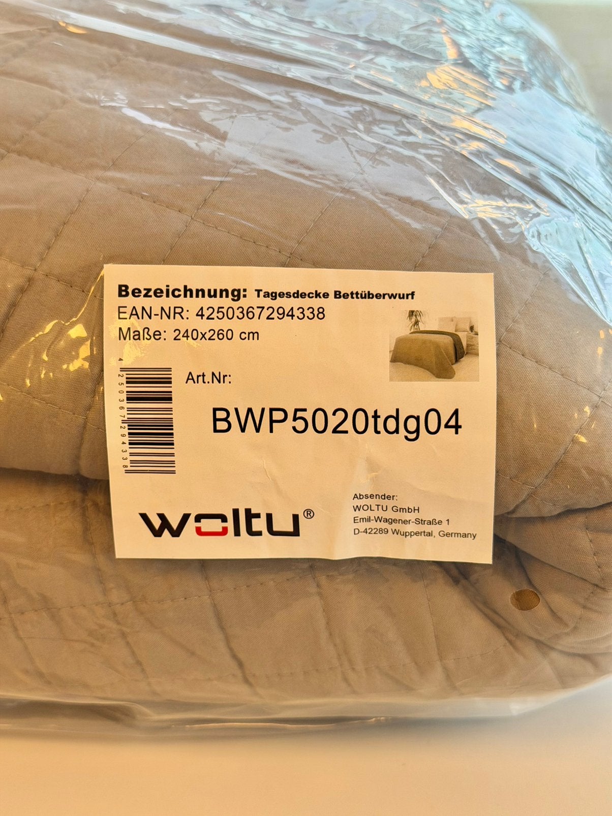 WOLTU Gewatteerde Bedsprei 240x260 Taupe Donkergrijs sprei, Beige, Overige typen, Ophalen of Verzenden, H