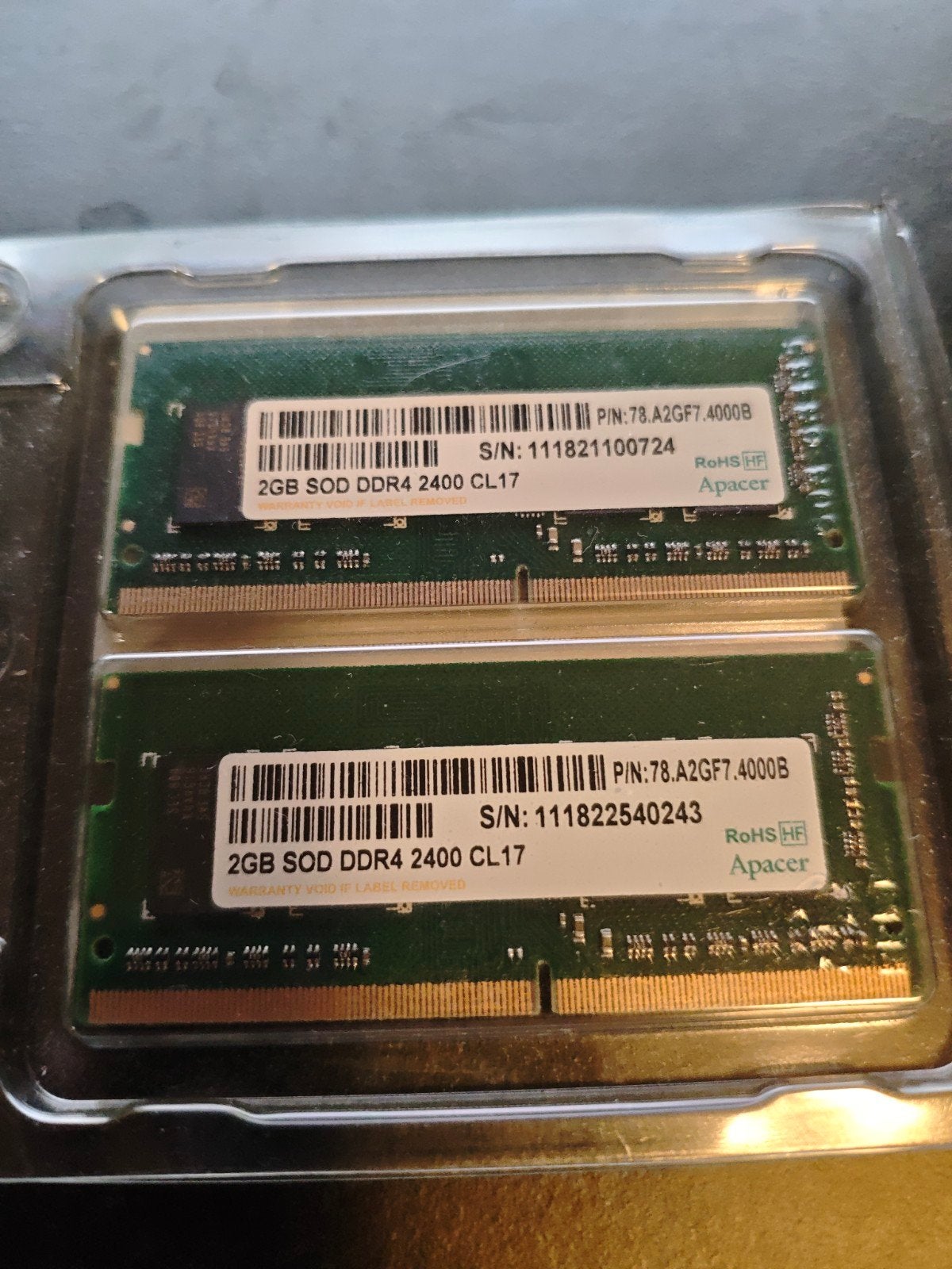 Apacer 2x2GB DDR4 RAM (4GB totaal) - 3 sets beschikbaar, Gebruikt, DDR4, Ophalen of Verzenden, Laptop