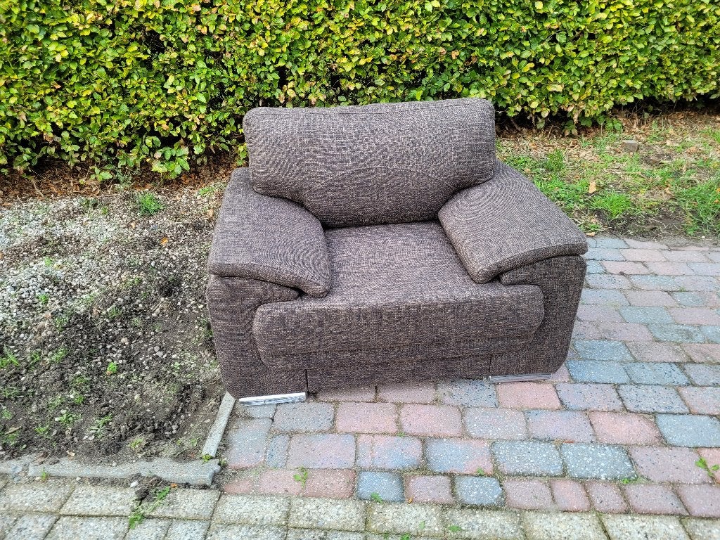 splinternieuwe dik bruin stoffen fauteuil, Huis en Inrichting, Fauteuils, Ophalen of Verzenden, Nieuw, 75 tot 100 cm, Stof