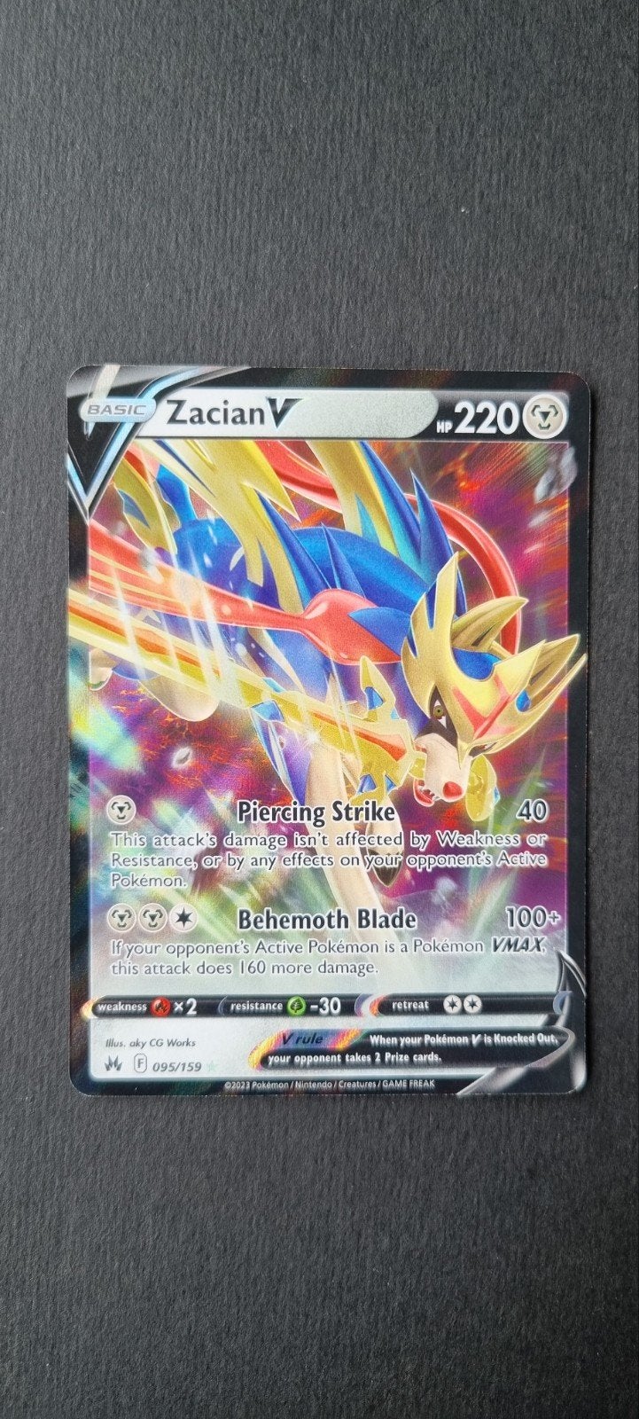 Zacian V CRZ 095, Ophalen of Verzenden, Zo goed als nieuw, Losse kaart, Foil