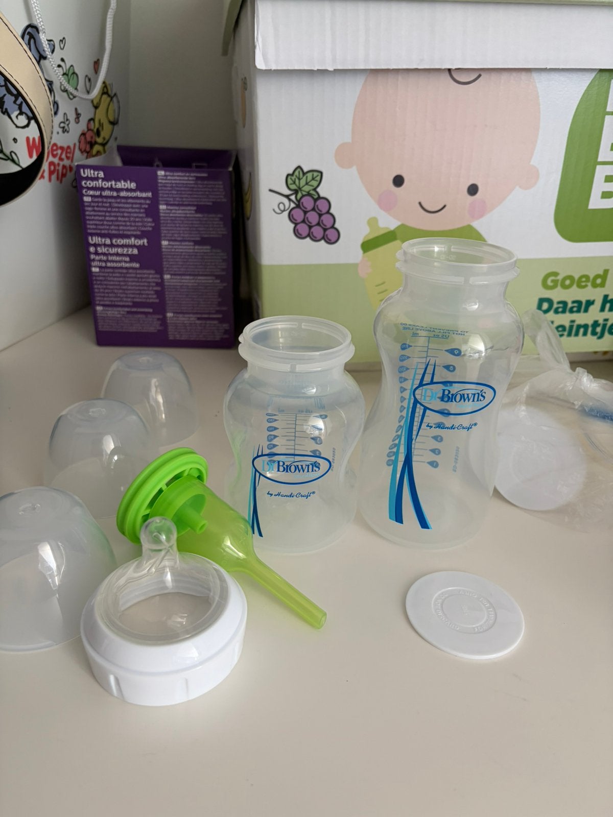 Dr Browns anti colic brede hals flessen, Kinderen en Baby's, Babyvoeding en Toebehoren, Ophalen of Verzenden, Zo goed als nieuw