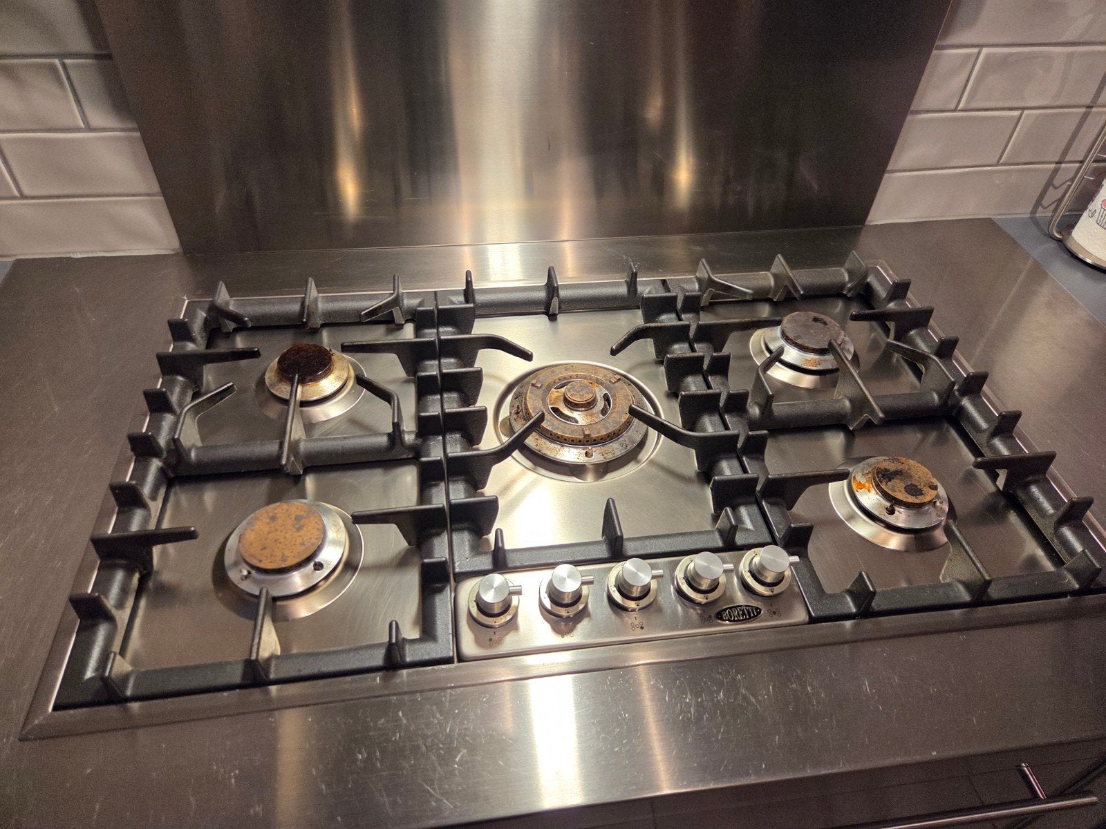 Boretti 5-pits gasfornuis met RVS keukenblok, Ophalen, Gebruikt, 60 cm of meer, Gas