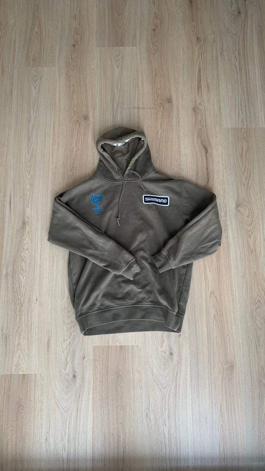 Shimano Hengelsport Hoodie Maat L – De Bruin Arnhem, Ophalen, Zo goed als nieuw, Maat 52/54 (L), Bruin