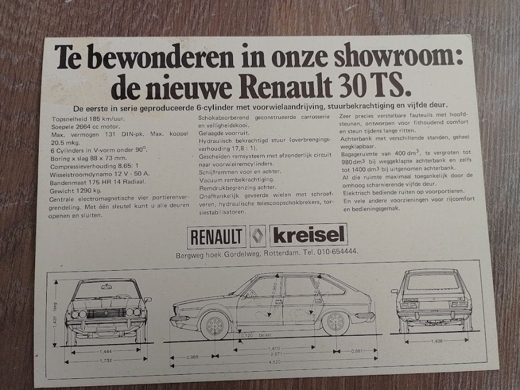 Renault 30 , introductie uitnodiging Kreisel 1975, Ophalen of Verzenden, Nieuw, Renault