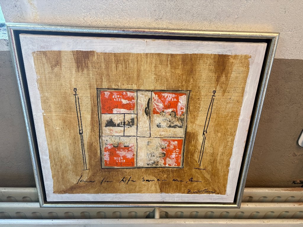 Schilderij B. Williams met abstracte tekeningen, Ophalen of Verzenden
