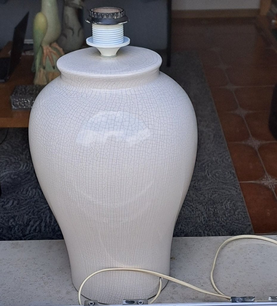 Prachtige ecru keramisch craquelé lampenvoet.️🛋️, Gebruikt, Overige merken, Met schakelaar, Overige stijlen