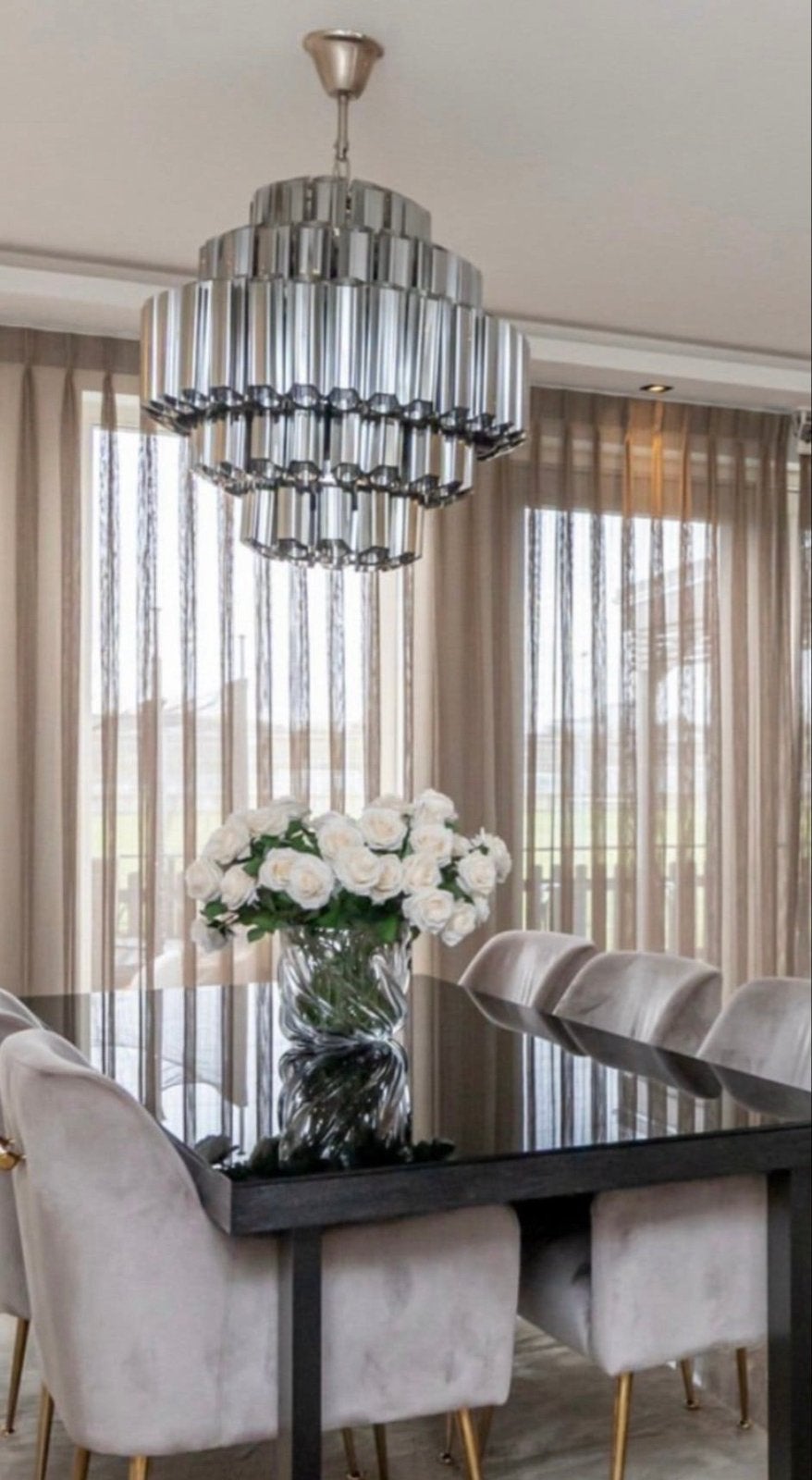 Richmond hanglamp Yara glas € 399,00, Ophalen, Zo goed als nieuw, Metaal, E14 (klein)