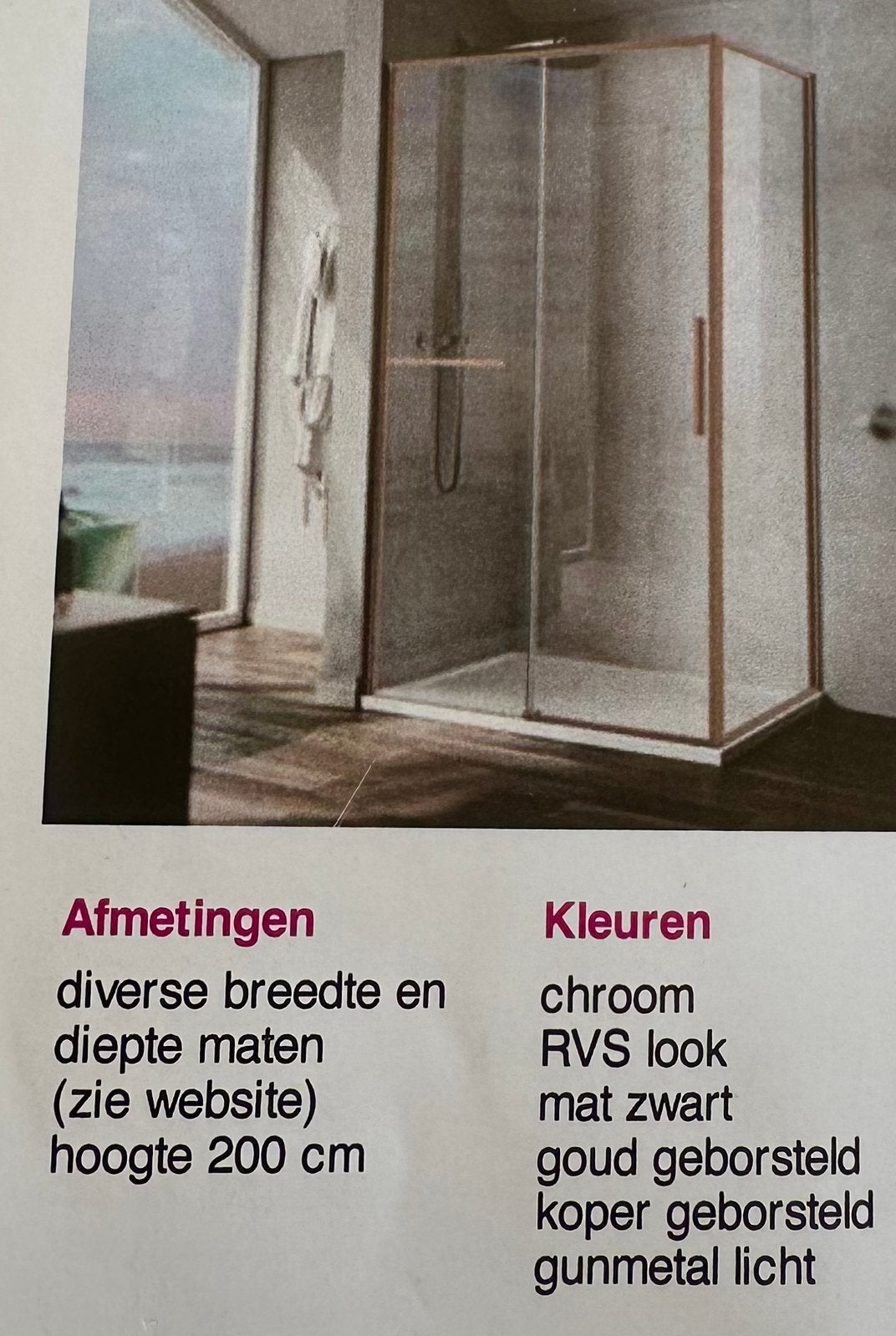 Douchecabine  geborsteld koper