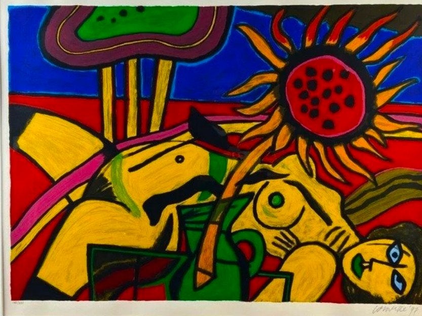 Corneille Zeefdruk 'Nieuw Londen' - Gesigneerd en Genummerd, Antiek en Kunst, 1950 - 1999, Stadsgezicht, Ophalen of Verzenden