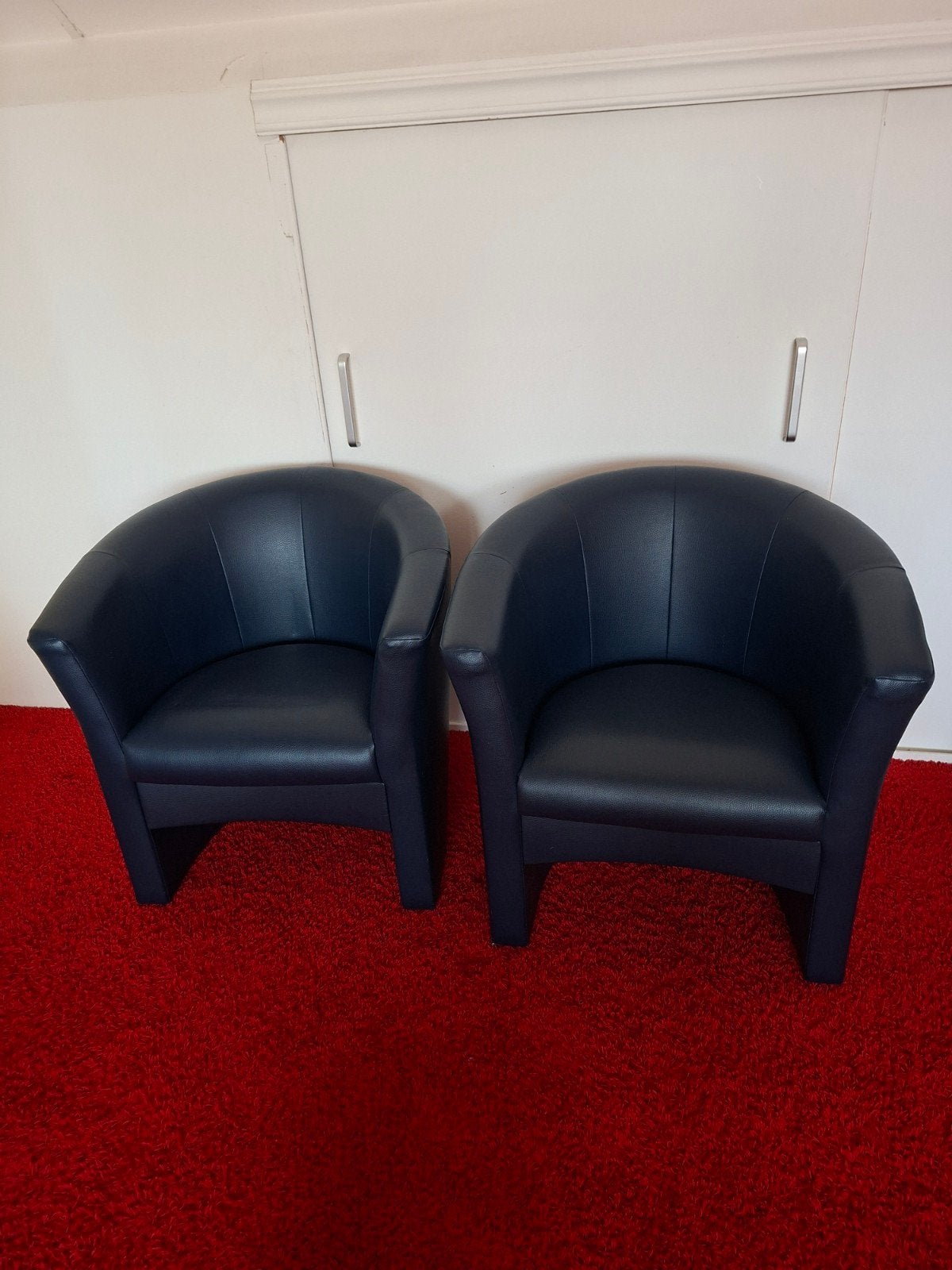 2 blauwe fauteuils, Huis en Inrichting, Fauteuils, Gebruikt, 50 tot 75 cm, 75 tot 100 cm, Ophalen