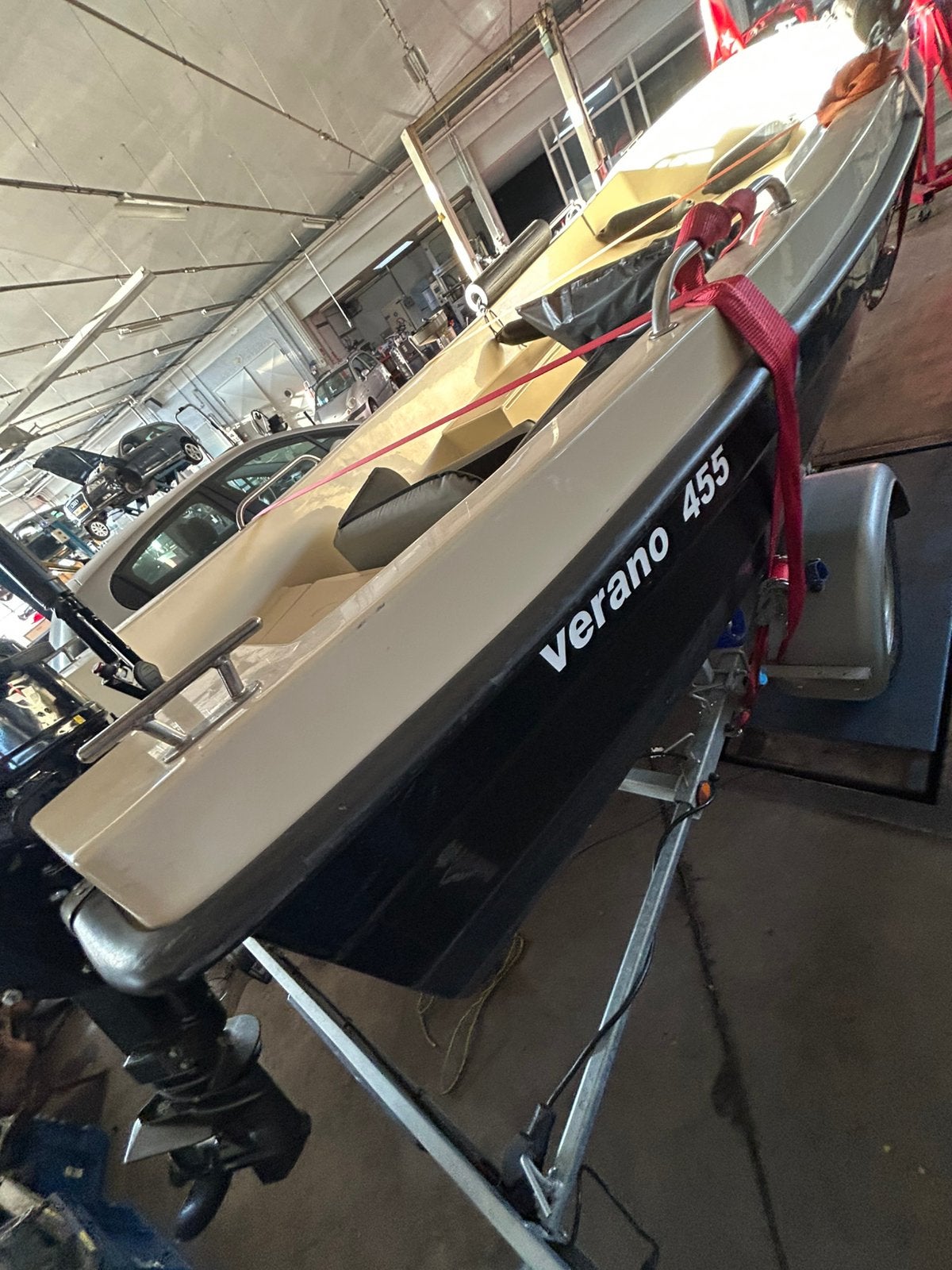 VERANO 455 + TOHATSU 15 PK EFI + TRAILER –NETTE COMPLETE SET, Watersport en Boten, Ophalen, Zo goed als nieuw