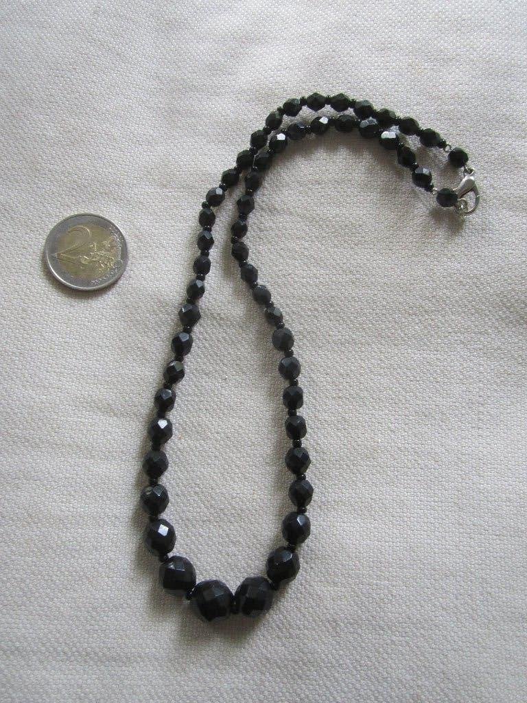 35.   Schitterende oude ketting, French jet,  47 cm, Sieraden, Tassen en Uiterlijk, Ophalen, Overige materialen, Ketting