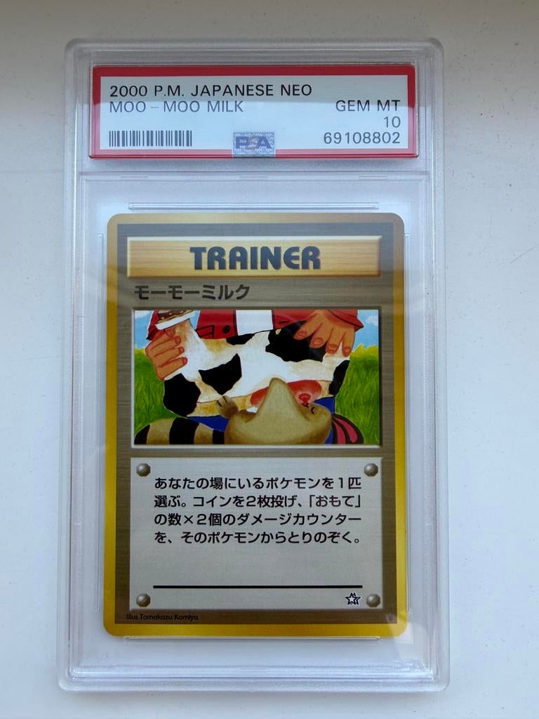 Moo Moo Milk banned Japanese Neo Graded Pokémon PSA 10, Ophalen of Verzenden, Nieuw, Losse kaart