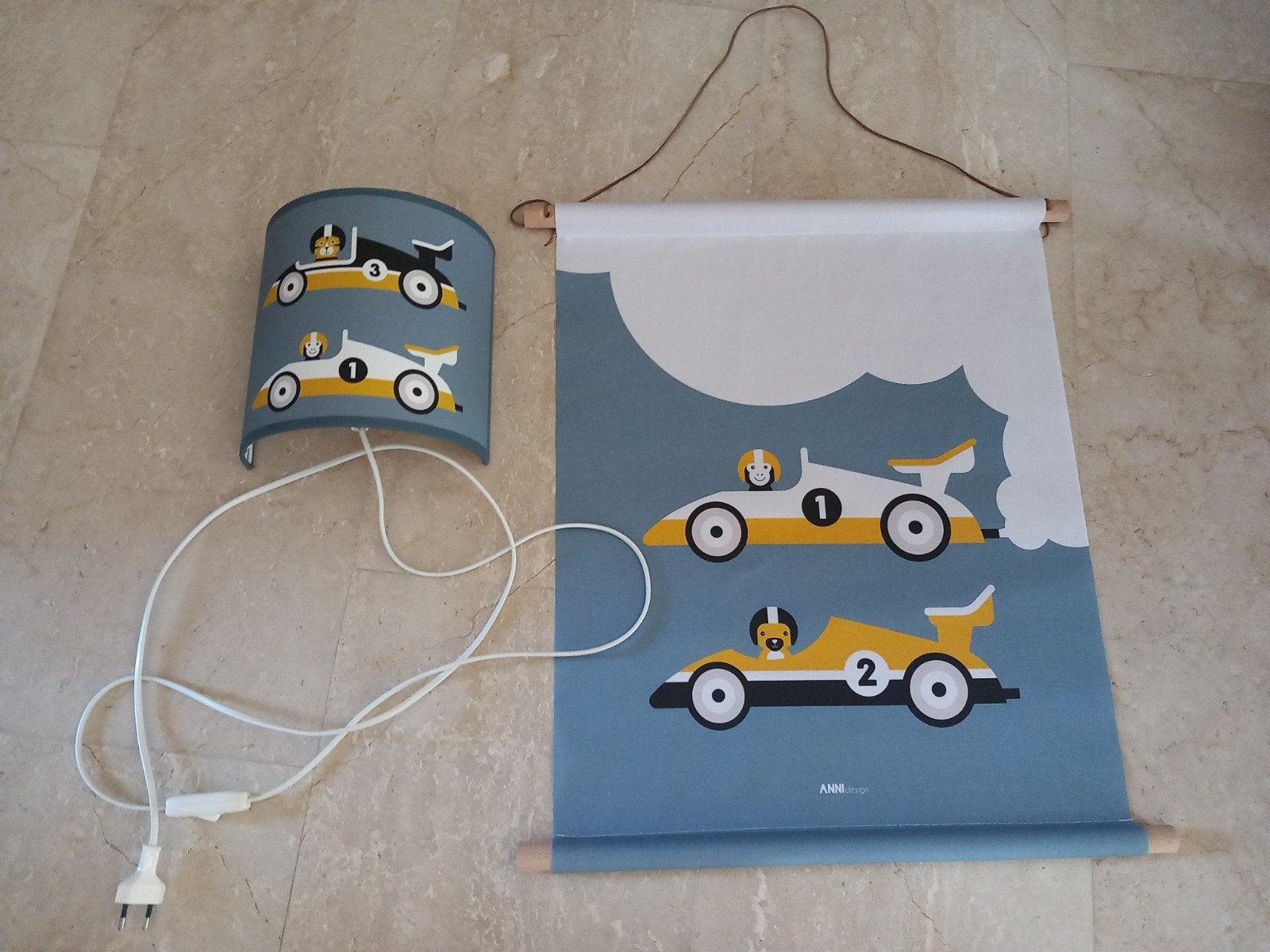 kinderkamer wandlamp + poster race auto's - Anni design, Kinderen en Baby's, Kinderkamer | Inrichting en Decoratie, Overige merken