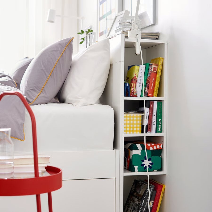 Ikea Brimnes hoofdsteun met opbergruimte wit 140cm, Huis en Inrichting, Ophalen, Gebruikt, Wit, Tweepersoons