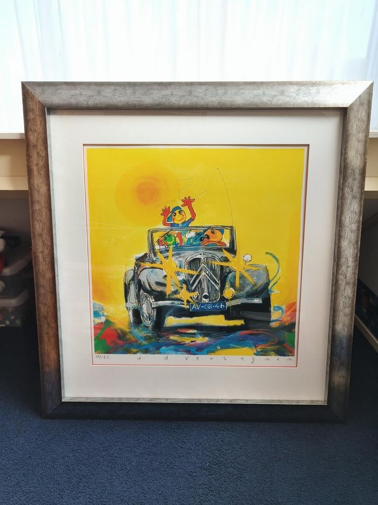 Zeefdruk "Traction avant I" in lijst van Ad Verstijnen, Antiek en Kunst, Ophalen