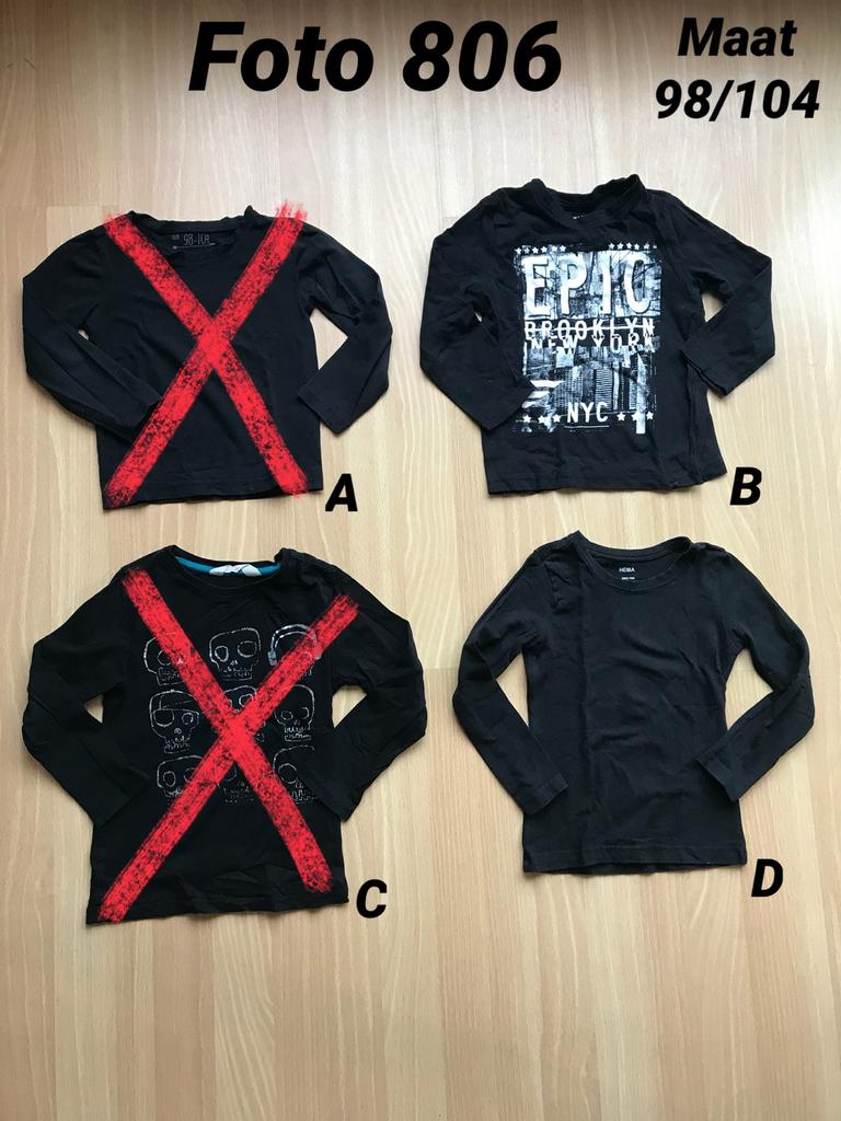 Jongen longsleeve zwart maat 98 / 104 zgan *foto 806*, Kinderen en Baby's, Kinderkleding | Maat 98, Ophalen of Verzenden, Zo goed als nieuw
