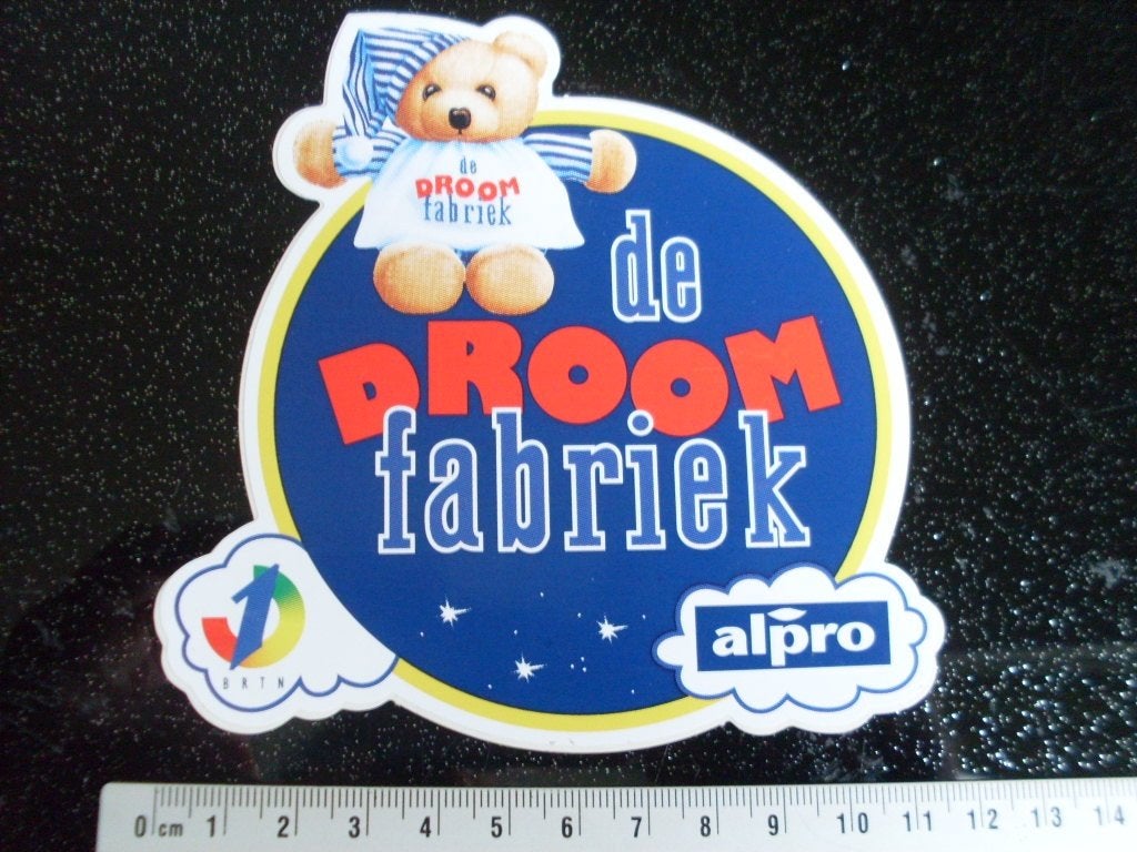 sticker de droom fabriek alpro logo slapen dreaming soja, Verzenden, Zo goed als nieuw, Bedrijf of Vereniging