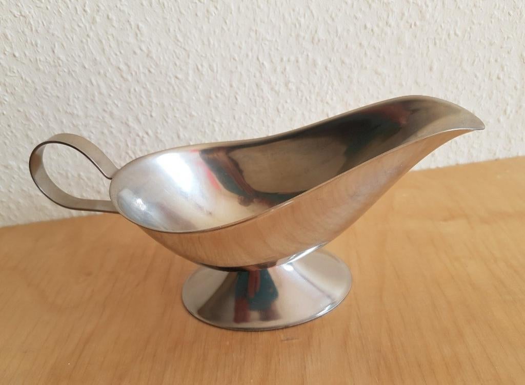 Vintage RVS saus- / juskannetje in mooie staat., Overige materialen, Gebruikt, Overige typen, Ophalen of Verzenden