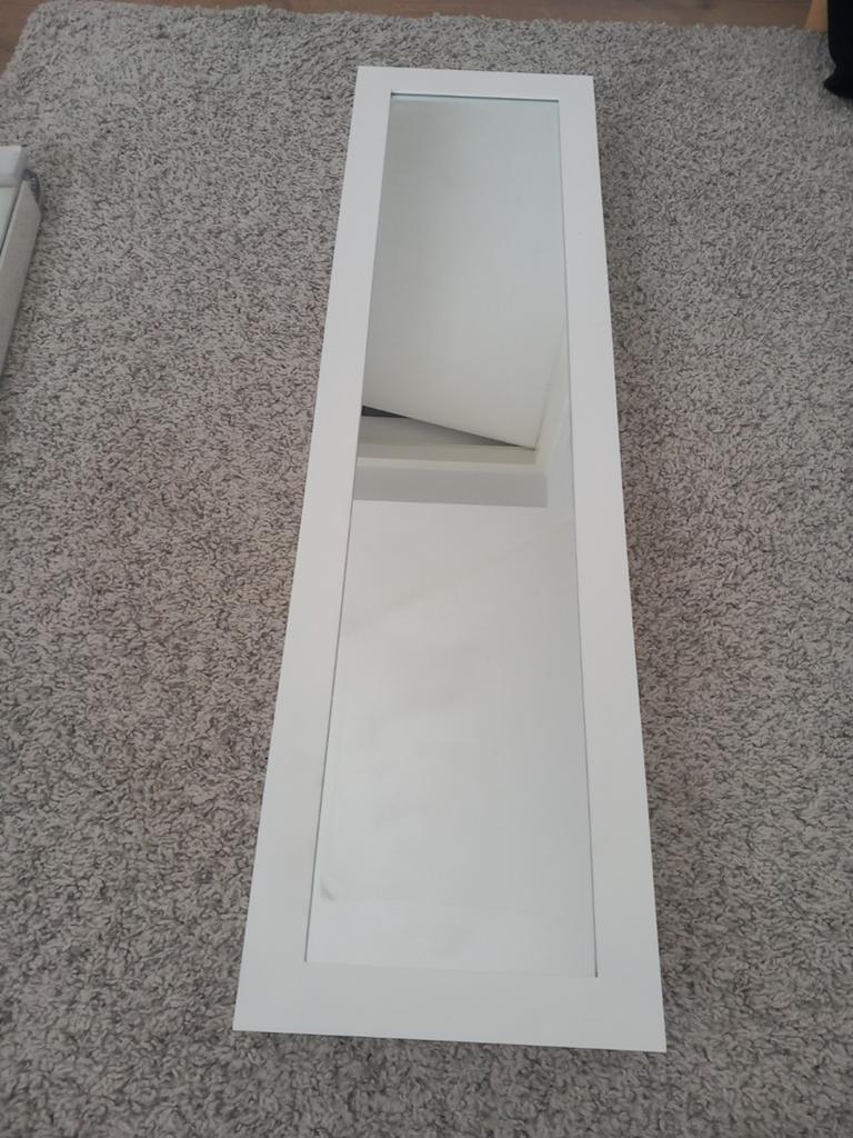 Witte spiegel met sieradenopbergruimte, Huis en Inrichting, Woonaccessoires | Spiegels, Gebruikt, Minder dan 50 cm, 100 tot 150 cm