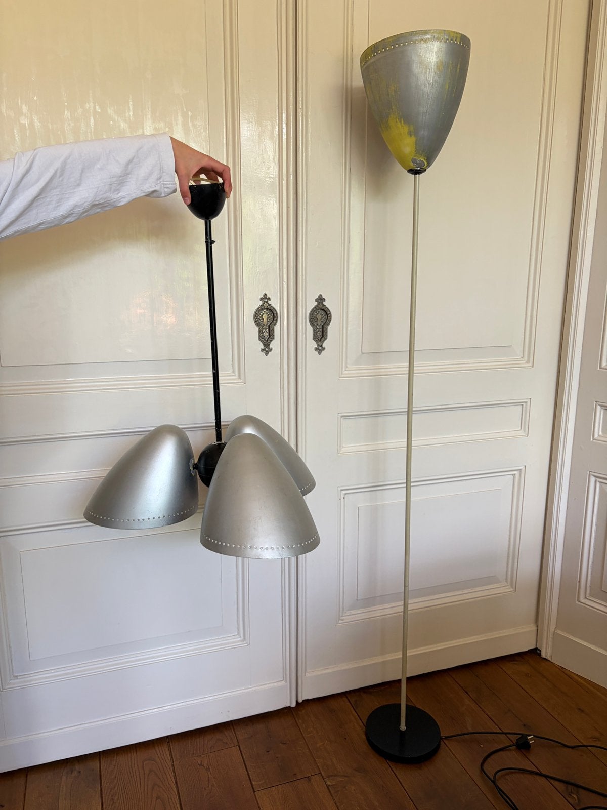 Gepo gebroeders posthuma handlamp en staande lamp space age, Ophalen, Gebruikt, Metaal
