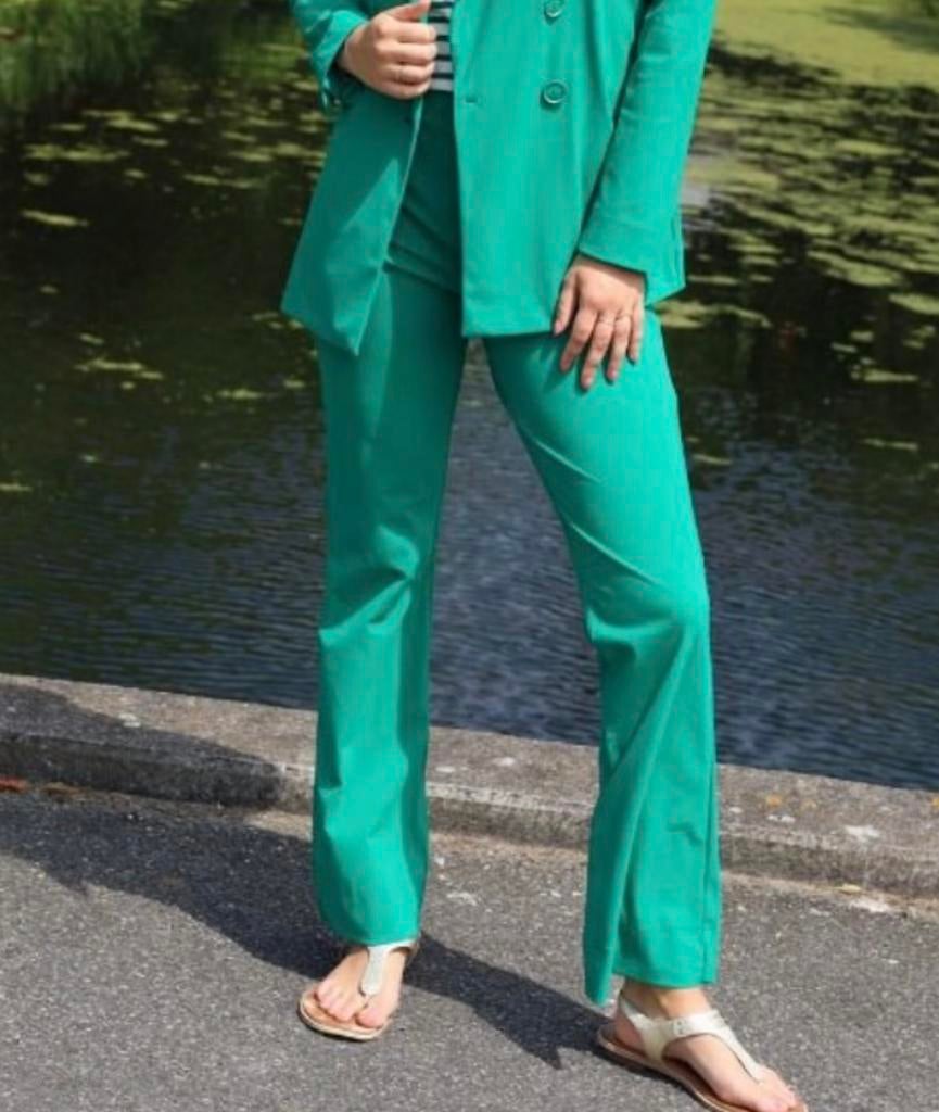 Studio Anneloes flared bonded broek groen travelstof XXL, Maat 46/48 (XL) of groter, Ophalen of Verzenden, Zo goed als nieuw, Lang