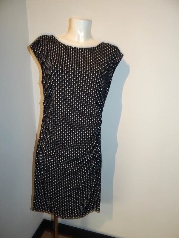 Marccain zwarte jurk fijne witte stippeltjes polkadot smock6, Kleding | Dames, Verzenden, Zwart, Maat 42/44 (L), Zo goed als nieuw