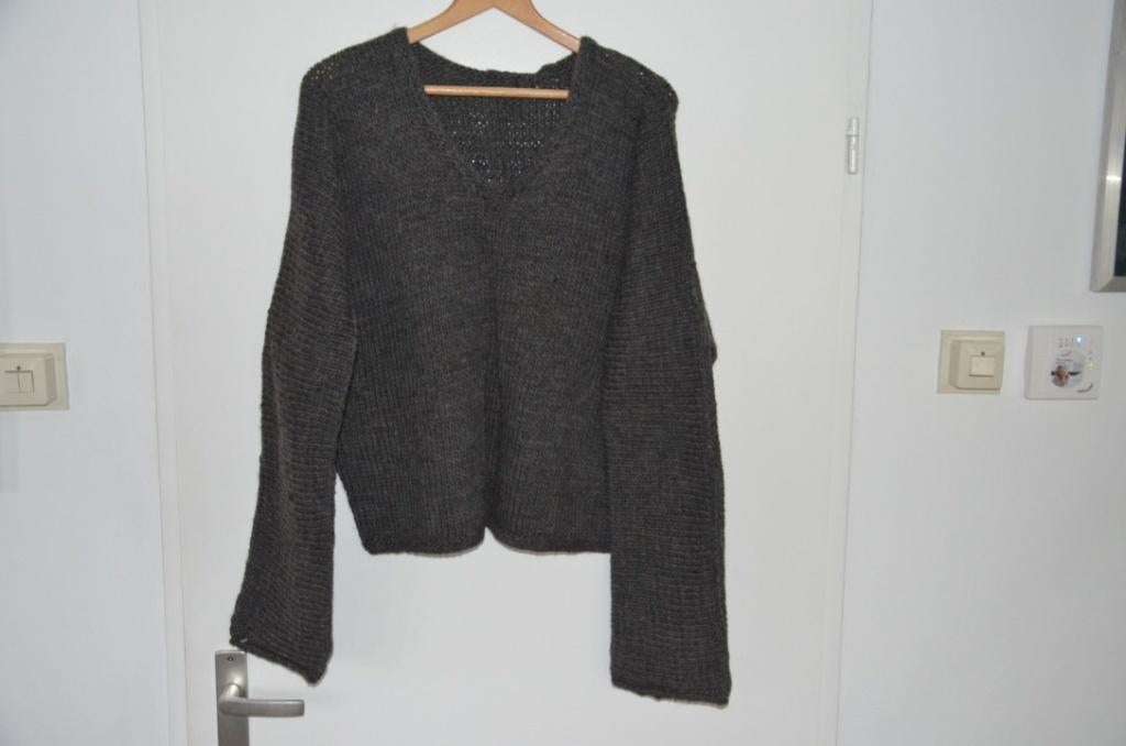 leuke zgan grijze wollen handgebreide trui maat XXL, Maat 46/48 (XL) of groter, Ophalen of Verzenden, Zo goed als nieuw, Handgebreid