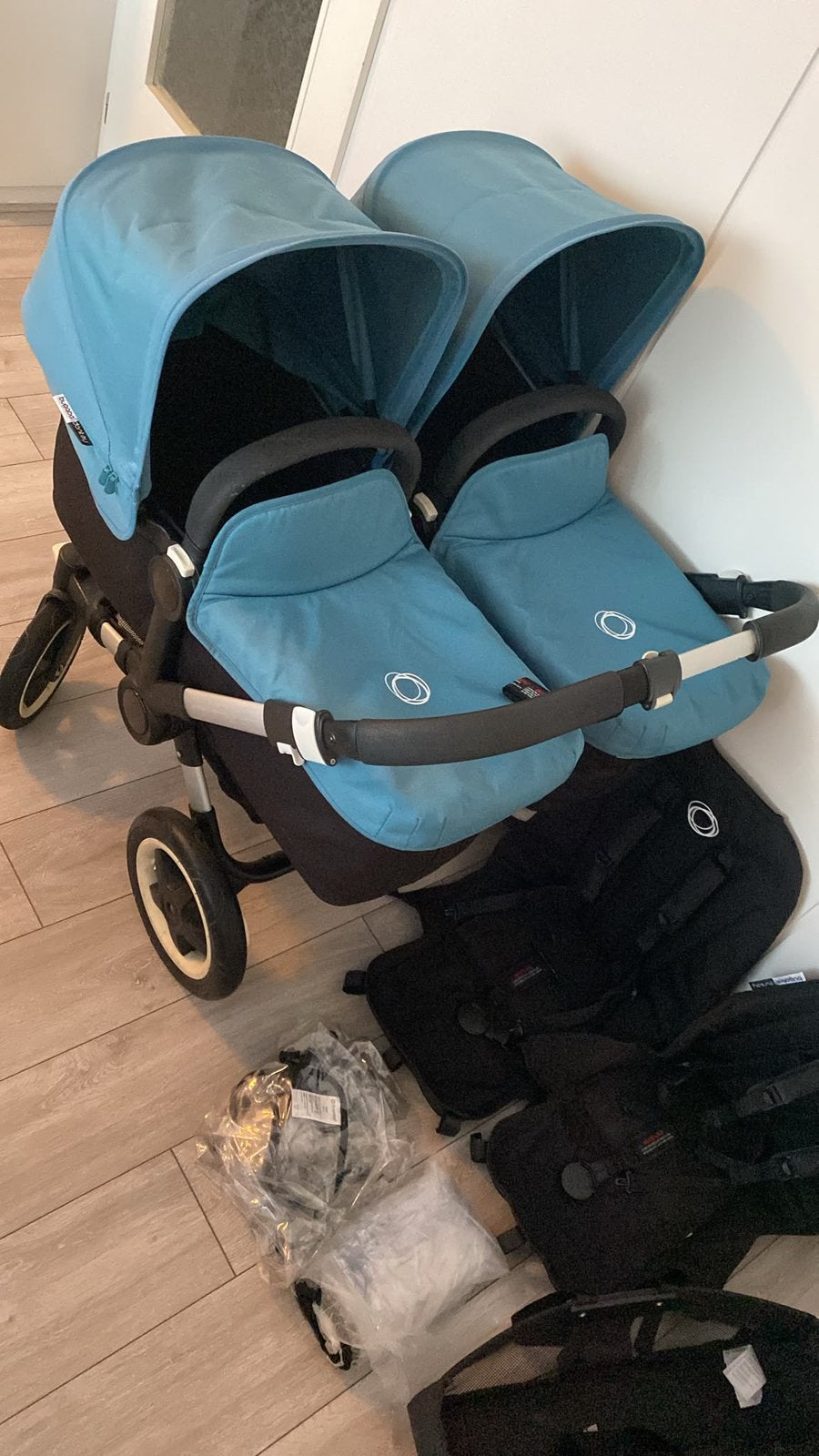 Bugaboo donkey Twin, Kinderen en Baby's, Kinderwagens en Combinaties, Gebruikt, Combiwagen, Bugaboo, Duowagen, Luchtbanden, Met reiswieg