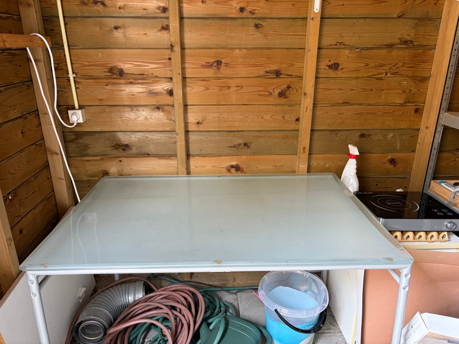 Geatis afhalen Glazen tafel 75x110 cm, Gebruikt, 100 tot 150 cm, Glas, Vier personen