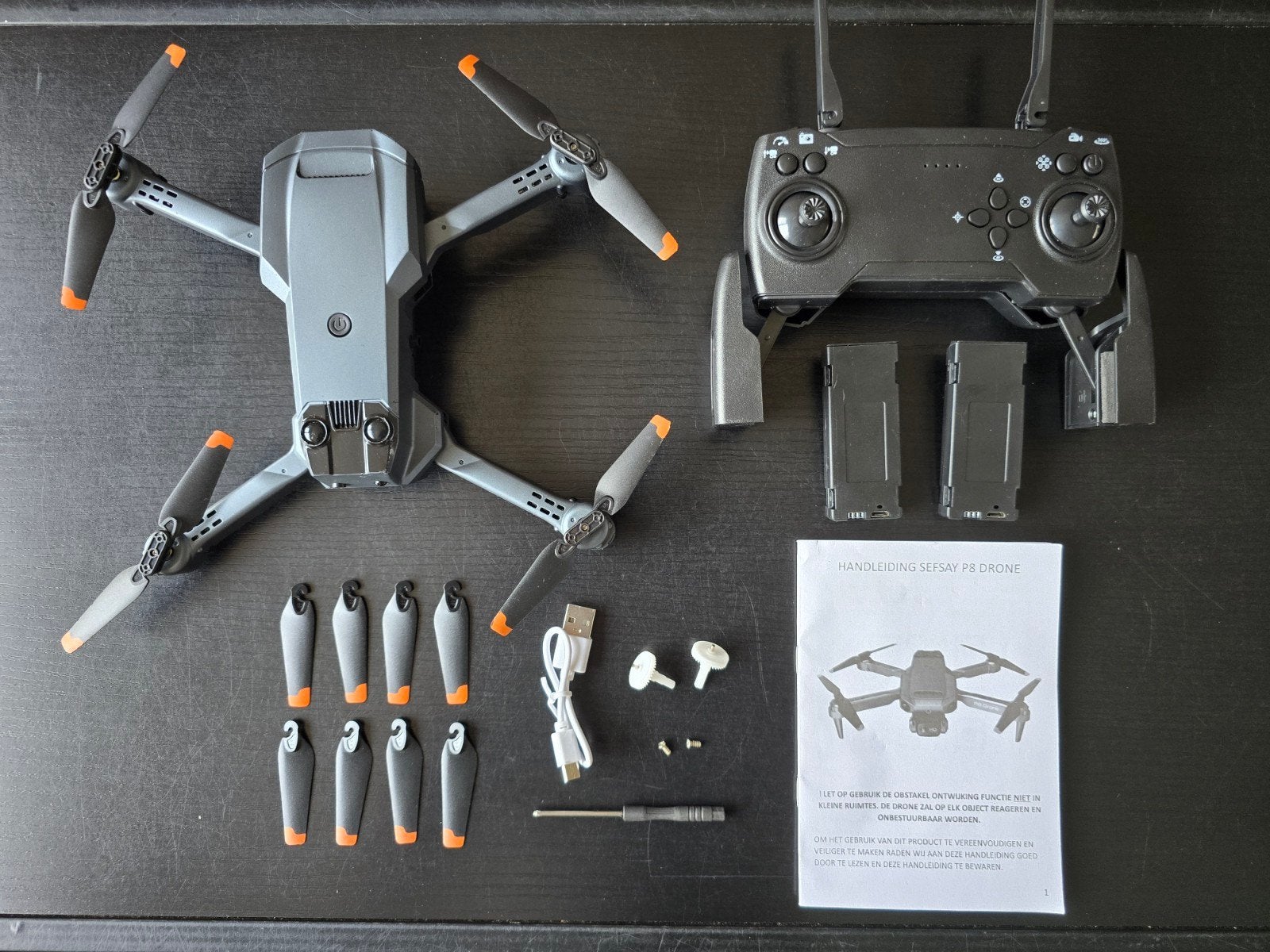 P8 Drone met camera, opvouwbaar, inclusief extra accu's, Return to Home, Cameradrone, 100 tot 1000 meter, Overige merken