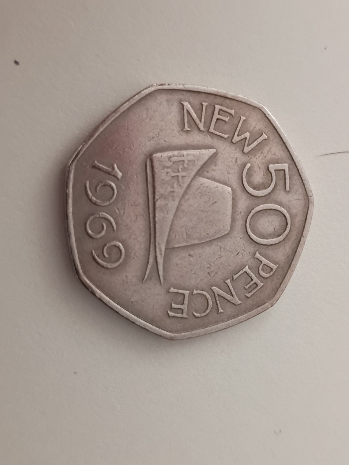 Zeldzame 50 Pence munt uit 1969 - Isle of Man, Ophalen of Verzenden, Overige landen, Losse munt