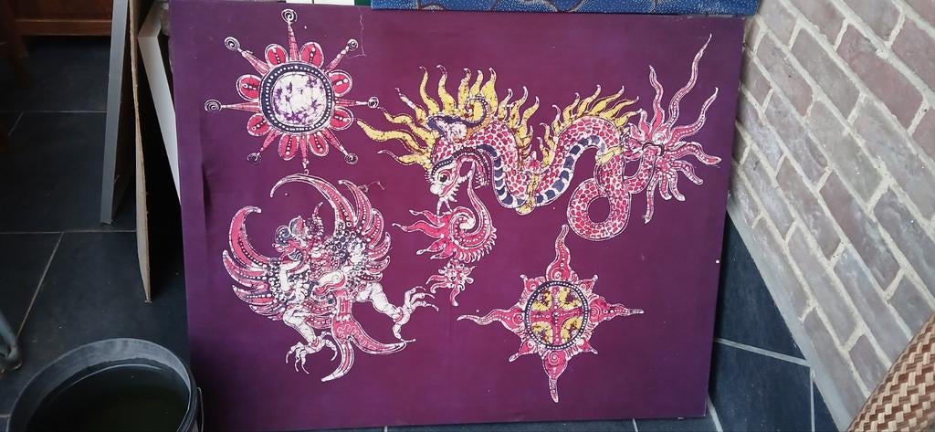Uniek Batik Doek met Draak en Garuda Motieven, Ophalen
