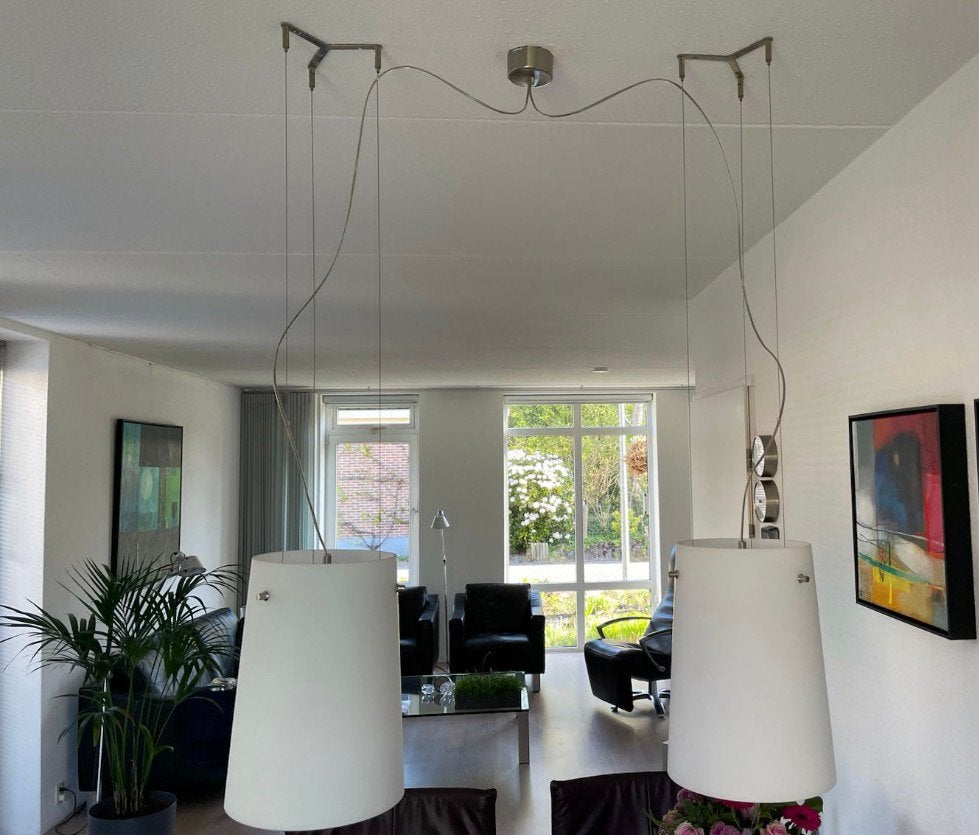 Prandina Sera S1 design  hanglampen, 2 stuks, Huis en Inrichting, Ophalen, Gebruikt, Glas