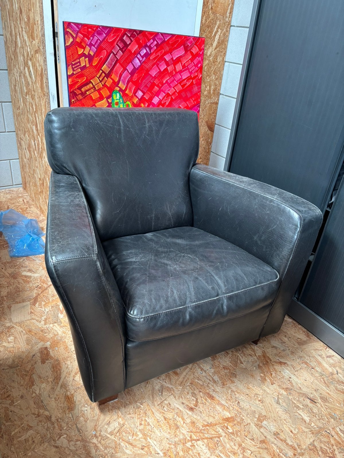 Grote lederen relax fauteuil, Huis en Inrichting, Fauteuils, Gebruikt, Ophalen of Verzenden, 50 tot 75 cm, Leer