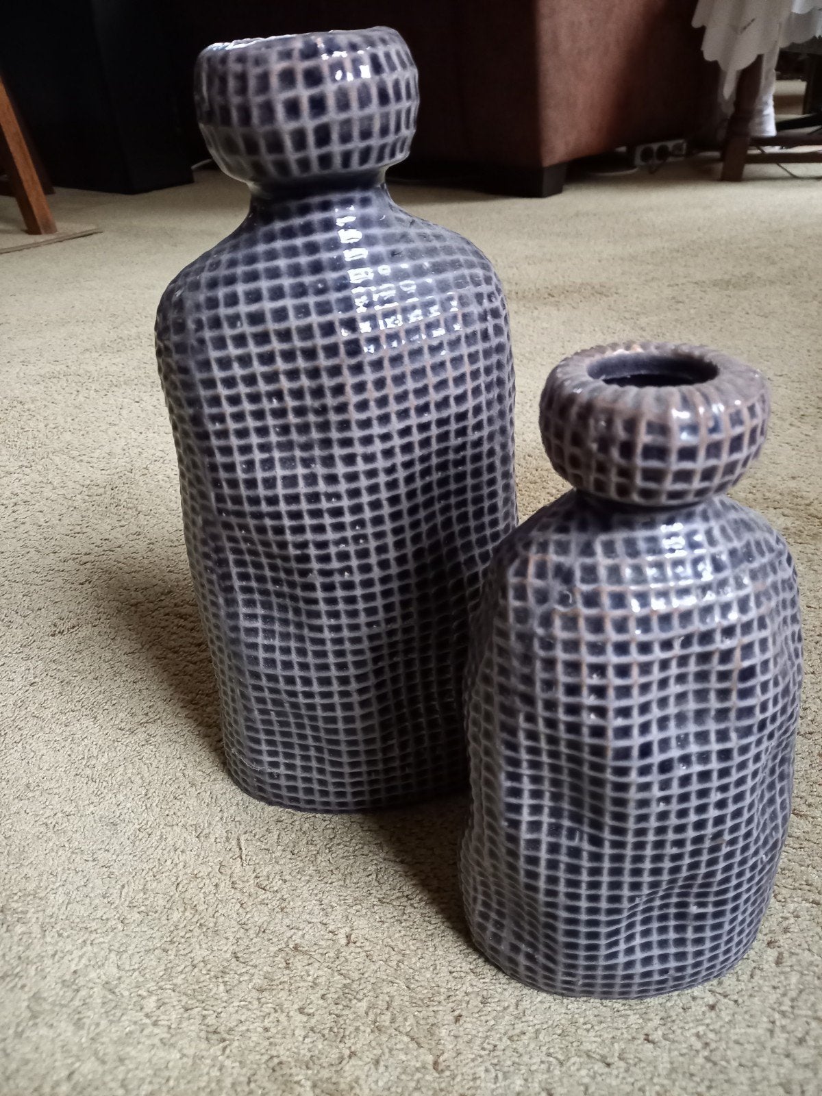 2 PTMD vazen, Overige kleuren, Ophalen of Verzenden, Minder dan 50 cm, Glas