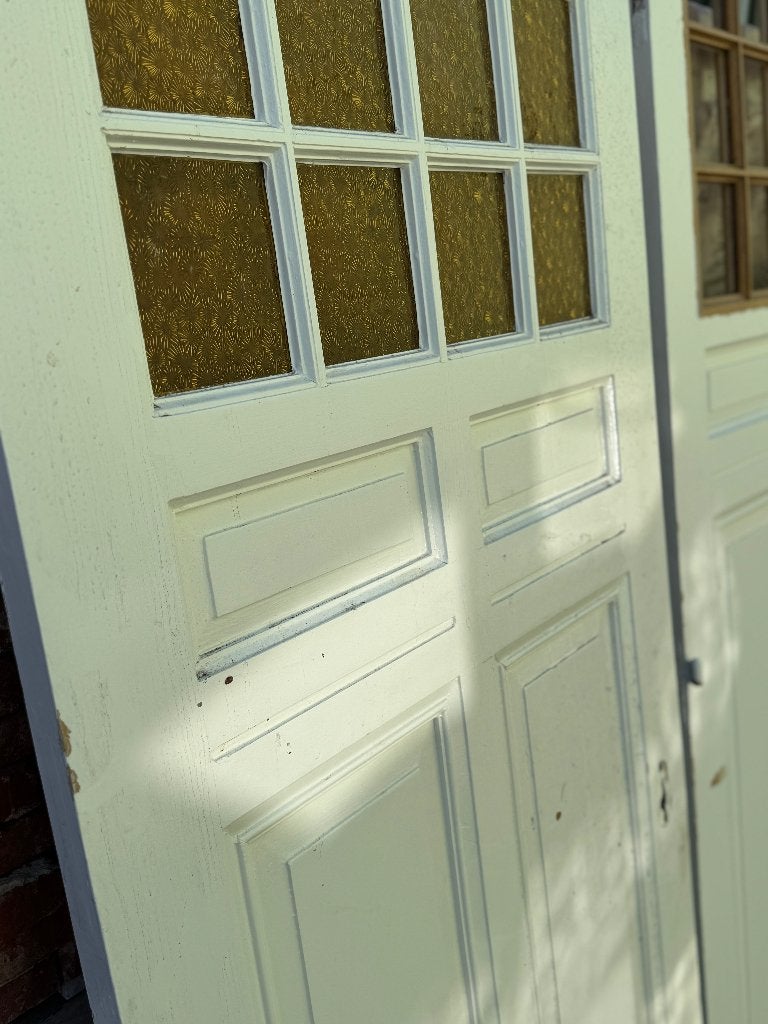 9 antieke houten paneel deuren uit 1 serie / pand met glas., Ophalen