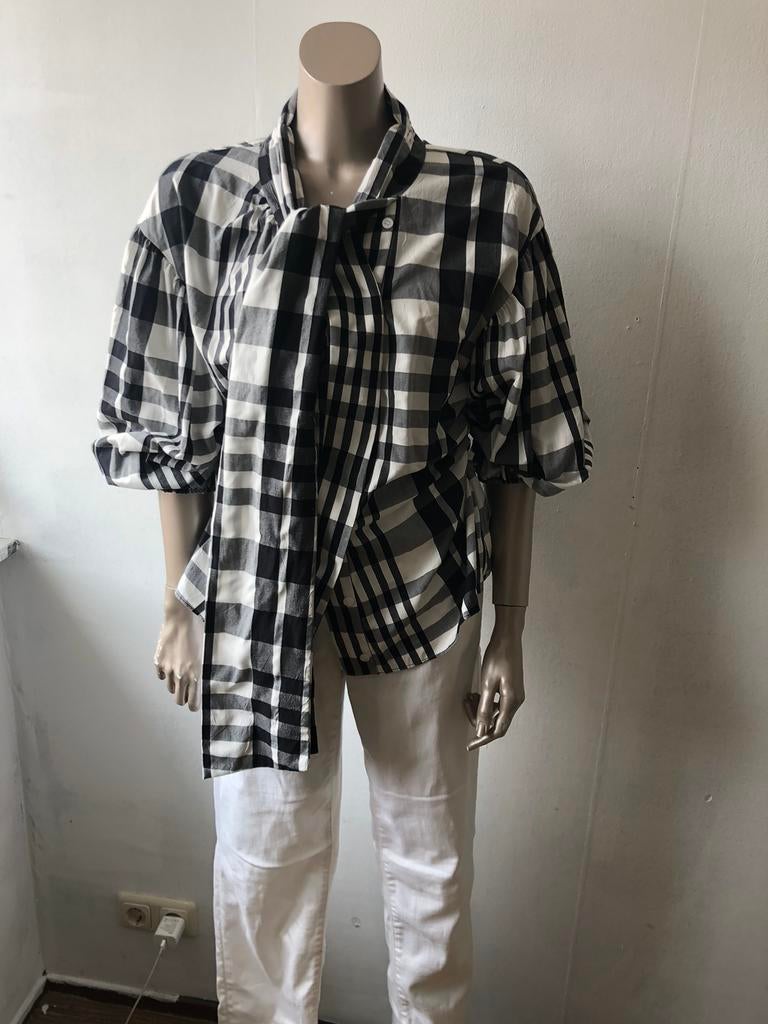 ZARA BLOUSE GEBLOKT L ZWART/WIT, Ophalen of Verzenden, Zo goed als nieuw, Wit